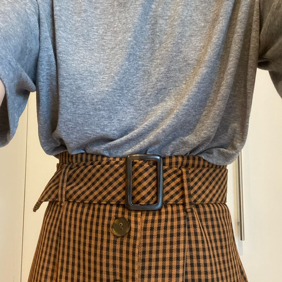 Zara - Checkered, high waist, belted skirt - Picture 5 of 5